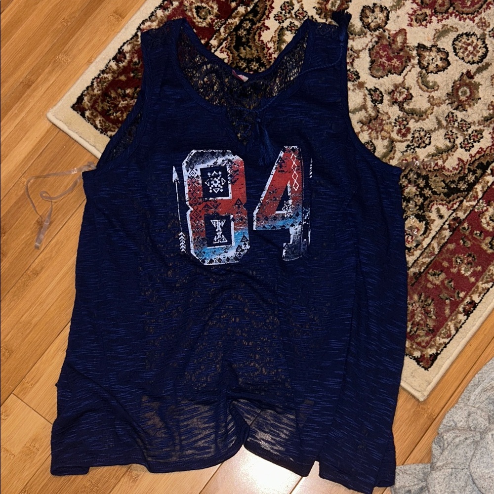 NOBO Dark Blue Tank Top with Graphic Number